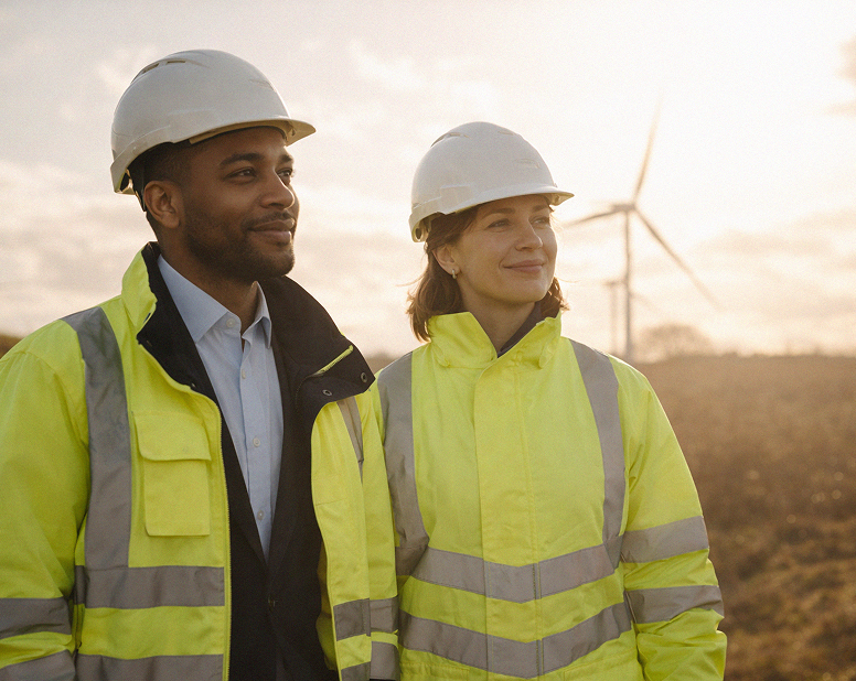Two people in wind utilities