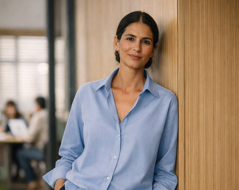 Woman in office shirt