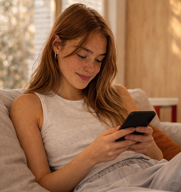 Woman relaxing with phone